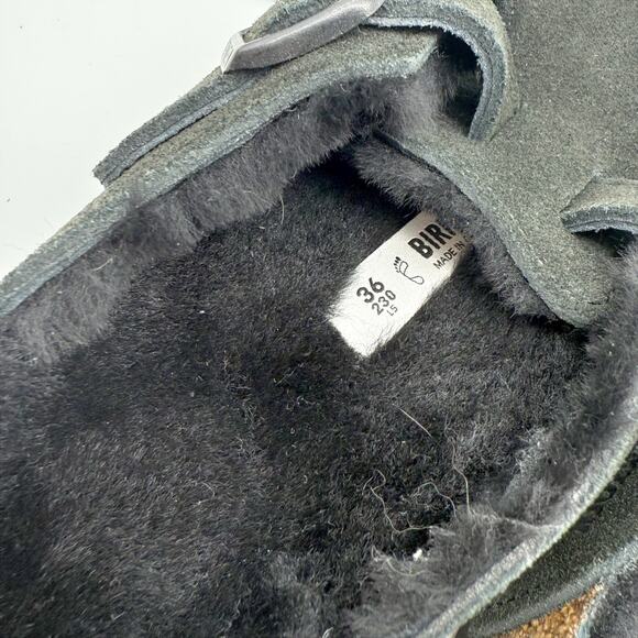 Birkenstock Womens Boston Shearling Clog EU 36 US 5 Black Suede Slip On NIB - Picture 11 of 11